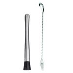 Bridge2shopping cocktail Bar steel muddler with Bar fork spoon, Set of 2