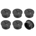 uxcell Cable Hole Cover, 6Pcs 25mm/1 Inch Rubber Desk Cable Wire Cord Grommet Hole Cover for Office Computer Desk Wire Organizer, Black