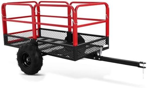 Garvee ATV Trailer Garden Dump Cart Tow Behind, 1500 LBS 22 Cubic Feet Heavy Duty Steel Pull Behind Yard Wagon Cart with 2 Wheels, for Lawn Mower Tractor, ATV, UTV