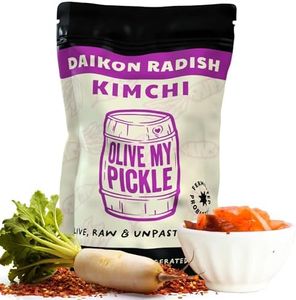 Olive My Pickle Fermented Kimchi - 16 Ounces | 1-Pack Bundle of Probiotic Daikon Radish Kimchi | Fresh & Flavorful Korean Food with Natural Probiotics for Gut Health - Perfect for Ramen & Spicy Noodles