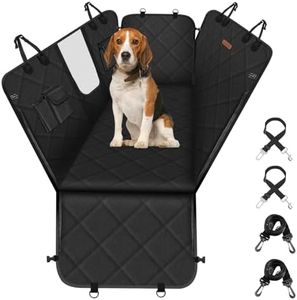 Looxmeer Dog Car Seat Cover, Dog Car Seat Cover for Back Seat, Anti-Slip Torn with Visible Mesh, Seat Belt and Carry Bag, Suitable for Car SUV, Black