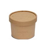 250 ML Round Paper Kraft Disposable Pack of 25 pcs Ice-Cream Container Bowl/Tub, With Lid, Soup Disposable Kraft Paper Food Cup (Pack of 25 pcs).