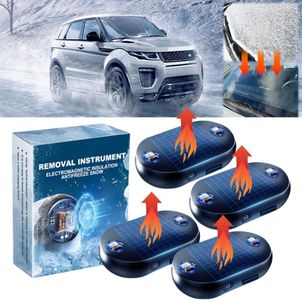 4PCs Cordless Electromagnetic Wave Anti Freezing and Snow Removal Device,Anti Freeze Electromagnetic Car Snow Removal Device,Car Antifreeze Device,Defroster for Car Windshield,Antifreeze Device