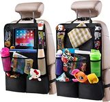 Backseat Car Organizer, 2 Pack Enhanced Car Backseat Organizer with Tablet Holder 9 Storage Pockets for Snacks Drinks Toys Magazines, Car Travel Accessories