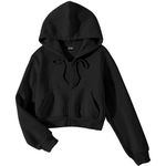 FUNKY MONKEY Soft Fleece Crop Zipper Regular Fit Hoodie For Girls And Womens Sweatshirt (M, Black)