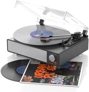 Vinyl Record Player with Speakers, 3-Speed Turntable for Vinyl Records, Auto Stop,RCA Output/USB/Headphone Jacks,Vintage Vinyl Player Black