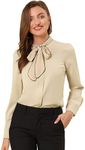 Allegra K Women's Tie Neck Contrast