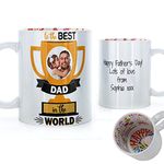 Personalised Mug and Belgian Milk Chocolate/Hot Chocolate Stirrer Marshmallow Gift Set, Custom Father's Day Gift, (11oz) Happy Birthday Mug Custom Photo and Text 'to The Best Dad in The World' Trophy