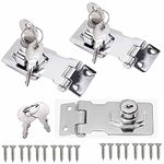 Keyed Hasp Latch Lock, 3 Pack Twist Knob Keyed Locking Hasp Catch Safety Lock for Small Doors, Cabinets, Drawer, Stainless Steel Chrome Plated Hasp Lock with Keys 2.5 Inch