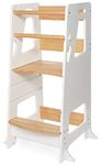 Bey&Co® Wooden Learning Tower – Observation Tour for Children – 3 Adjustable Heights, Non-Slip Surface and Stable Legs – Montessori Method – 12 Months and Above