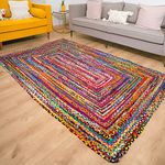 Large Chindi Rag Rug 4x6 Ft Reversible Braided Cotton Multicolor Hand Woven Area Rug for Kitchen Living Bed Room Home Decor