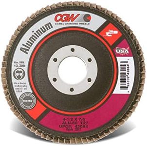 CGW Abrasives 43084 Abrasive Flap Disc 4-1/2" x 7/8" 60 Grit Aluminum, Lot of 10
