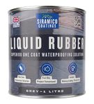 Siramico Coatings Liquid Rubber Roof Coating | Instant Leak Seal Technology I Quick Drying, One Coat Waterproofing Sealant | Black, Grey & Clear (Grey, 1 Litre)