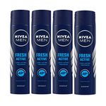 Nivea Fresh Active Original Deodorant and Face Wash Combo for Men,150 ml (Pack of 4)
