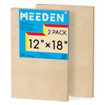 MEEDEN Unfinished Wood Canvas Board: 1-1/2" Deep 12x18” Wooden Canvas Panel Pack of 2 - Blank Cradled Wood Art Board for Painting