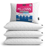 Adam Home Premium Pillows 4 Pack Hotel Quality Firm Support with Quilted Cover Hypoallergenic and Anti Dust Mite Soft Hollow-Fiber Down Alternative Bed Pillow for Stomach Back and Side Sleeper