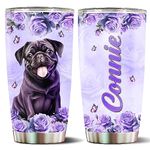 WONWIX Personalized Pug Themed Gifts For Women Coffee Mug Thermos Tumbler 20oz Insulated Stainless Steel With Lid Dog Lover Christmas Birthday Mothers Day Valentine Gift For Wife Daughter Mom Girls