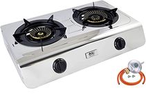 NJ-60SD Camping Gas Stove 2 Burner 60cm LPG Indoor Stainless Steel Cooker (Butane 29mbar Screw-on)