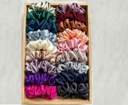 SIMMI Classic Satin Silk Scrunchies For Women And Girls Set Of 12 Scrunchie for Less Hair fall Hairbands Rubber Band Scrunchies For Girls Best Gift For Mom, Sister And Girlfriend, Multi