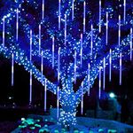 Twinkle Star Meteor Shower Lights Outdoor, 288 LED 8 Tubes Icicle Lights for Outside, Snow Falling Christmas Lights Outdoor, Raindrop Lights, Wedding Party Tree Holiday Xmas Decoration, Blue