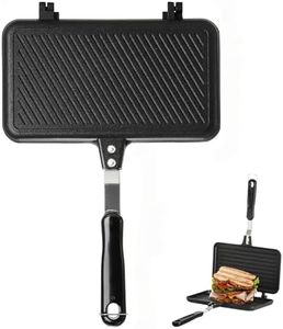 SOUJOY Sandwich Maker, Non-stick Grill Panini Maker Pan with Handle, Stovetop Toasted Aluminum Flip Pan Indoor Outdoor Camping Home Kitchen Breakfast