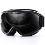 Juli Kids Ski Goggles,Snow Snowboard Goggles Boy Girl Snowmobile Skiing Skating Age 3-8 (Black Frame/Black Lens)