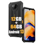 Ulefone Armor X13 Rugged Smartphone Unlocked Canada 2023, MTK Helio G36 12GB+64GB Android 13 Cell Phone, 50MP+24MP Night Vision Camera, 6.52"HD+, 6300mAh, Dual SIM 4G Rugged Phone, NFC/OTG/GPS, Black