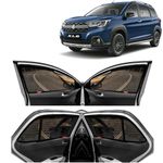 KINGSWAY® Car Side Window Curtain Sun Shades Magnetic Compatible with Maruti Suzuki XL6 (Year 2022 Onwards), Zips in Front Window, Cotton Mesh, Complete Set of 6 Pieces