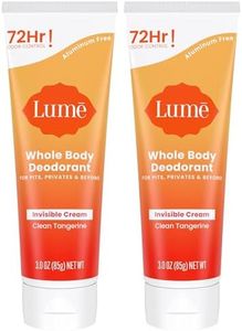 Lume Whole Body Deodorant - Invisible Cream Tube - 72 Hour Odor Control - Aluminum Free, Baking Soda Free, Skin Safe - 3.0 ounce (Pack of 2) (Clean Tangerine)