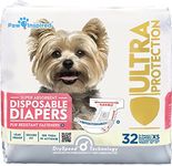 Paw Inspired 32ct Disposable Dog Diapers | Female Dog Diapers Ultra Protection | Diapers for Dogs in Heat, Excitable Urination, or Incontinence (X-Small)