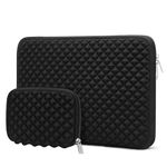 MOSISO Laptop Sleeve Compatible with MacBook Air/Pro, 13-13.3 inch Notebook, Compatible with MacBook Pro 14 inch M3 M2 M1 Chip Pro Max 2024-2021, Diamond Foam Neoprene Bag with Small Case, Black