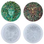 Greenman Greenwoman Plaque Sculpture Silicone Moulds Set Fondant Tray for Sugarcraft, Jewellery Casting, Polymer Clay Concrete Cement Craft