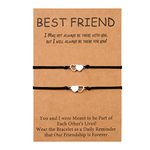 YELUWA 2 Pcs Best Friend Friendship Bracelet Sisters BFF Bestie Heart Long Distance Matching Handmade Relationship Bracelets Birthday Gift for Teen Girls Women Mother Daughters