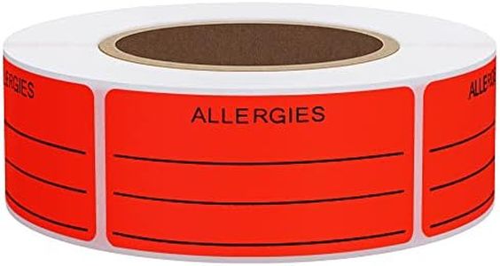 Hybsk Allergies Sticker Fluorescent Red Allergy Stickers/1"x2" Write on Label Total 500 Per Roll (Fluorescent Red)