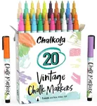 Extra Fine Tip Liquid Chalk Markers for Chalkboard (1mm, 20 Vintage Colors) - Dry Erase Marker Pens for Blackboard, Windows, Signs, Bistro - Thin Point, Erasable, Pastel Chalkboard Markers Pen