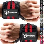 Wrist Wraps (18" Premium Quality) for Powerlifting, Bodybuilding, Weight Lifting - Wrist Support Braces for Weight Strength Training, Black/Red