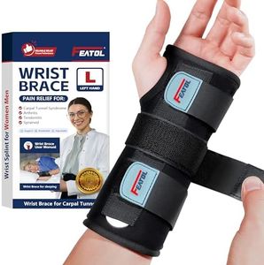 FEATOL Wrist Brace for Carpal Tunnel, Adjustable Night Wrist Support Brace with Splints Left Hand, Large/X-Large, Hand Support for Arthritis, Tendonitis, Sprain, Injuries, Wrist Pain