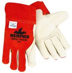 MCR Safety 4921 Red Ram Cow Leather Mig/Tig Welder Gloves with Wing Thumb, Brown/Cream, Large, 1-Pair