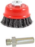 Inditrust NEW Drill Attachment + Twisted 3" (75mm) M-10 Thread Wire Cup Brush For Removing Rust, Paint as well as for Polishing Wheel Brush Wheel Brush