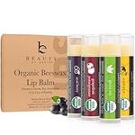 Organic Lip Balm - USA Made Multi-Flavored Chap Stick Lip Balm, Lip Moisturizer for Dry, Cracked, Chapped Lips, Christmas Gifts for Women & Men, Stocking Stuffers for Adults & Teens, Baume à Lèvre
