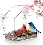 Window Bird Feeder with Strong Suction Cups, Clear Window Bird Feeders for Outside - Transparent Bird House, Balcony Glass Mount, Acrylic Cat, Kids & Elderly Viewing Clear Bird Feeder for Window Perch