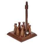 Ajuny Handcrafted Table Top Mini Bowling Game Set Wooden Bar Skittles Bowling Pin for Adults and Kids - Portable Home Office Desk Toys Gift Set of 10, Size 2 Inches