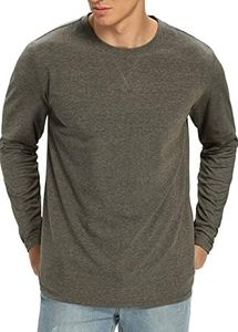 NITAGUT Men's Soft Cotton Crewneck T-Shirt Casual Long Sleeve Plain Tshirt Work Tee Shirt XX-Large Heather Brown