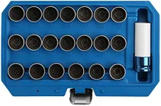 WINTOOLS Compatible for 21PC Master Lock Wheel Nut Stud Key Set Removal Locking Socket for BMW with Socket Adapter