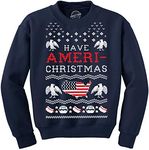 Crazy Dog T-Shirts Crew Neck Have Ameri-Christmas Shirt Funny Patriotic Sweatshirt Funny Sweater Christmas Sweatshirt Funny Patriotic Sweatshirt Novelty Sweatshirts for Men Navy S