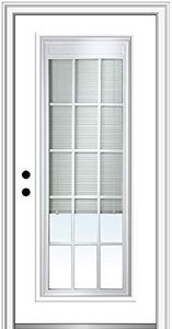 National Door Company EFS689BLIMFS28R Fiberglass Smooth Primed, Right Hand In-Swing, Prehung Front Door, Full Lite, RLB and GBG, 32" x 80"