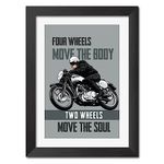 TenorArts Motorcycle Riding Poster Inspirational Bikers Bullet Rider Painting Laminated Posters Framed Painting with Matt Finish Frames (9inches x 12inches)