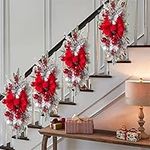 Cordless Prelit Stairway Swag Trim 2023 Stair Swags,Light Up Christmas Swag Wreath Staircase Teardrop Swag Xmas Holiday Decoration,Christmas Wreaths Garlands & Swags for Home Outdoor Decor (#02)