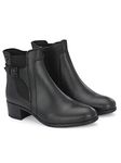 Delize Women Black Chelsea Ankle Boots with Buckle Strap 62012-38