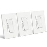[3 Pack] BESTTEN Super Slim Digital Dimmer Switch, Single Pole or 3 Way Dimmable Light Switch, Quiet Rocker, for LED, CFL, Incandescent, Halogen, Screwless Wallplate Included, cETL Listed, White
